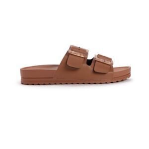MUK LUKS Brown Double Buckle Slide Sandals Comfort Slides Size 9